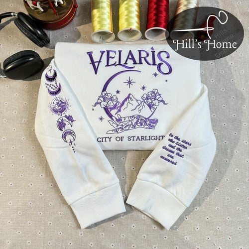 (Violet Ver) To The Stars Who Listen And The Dreams That Are Answered, ACOTAR Velaris City Of Starlight Embroidered Sweatshirt, Velaris Night Court Embroidered Hoodie, Bookish Gift
