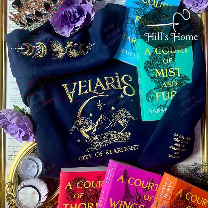 To The Stars Who Listen And The Dreams That Are Answered, ACOTAR Velaris City Of Starlight Embroidered Sweatshirt, Velaris Night Court Embroidered Hoodie, Bookish Gift