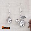 DoreenBeads Handmade Asymmetrical Earrings Silver Color Acorn Squirrel Animal Earrings For Women Party Jewelry 40mmx20mm,1Pair