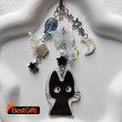 Handmade black cat phone charm y2k fish keychain