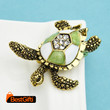 Wuli&baby Vintage Green Enamel Turtle Brooch For Women Men Christmas New Year Fashion Jewelry