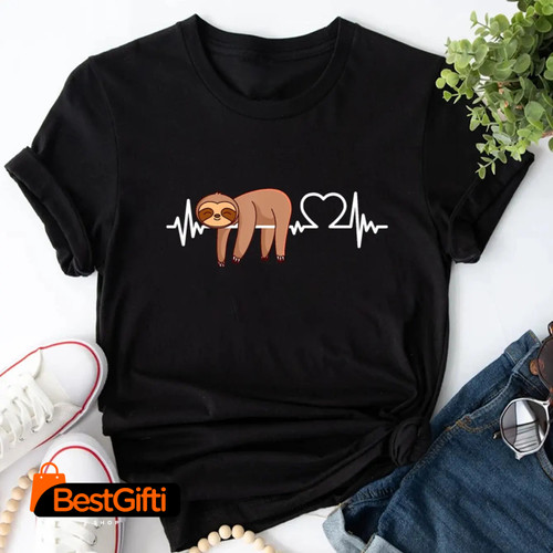 Cute Cartoon Sloth Print T-Shirt