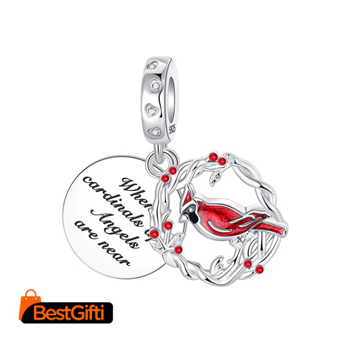 925sterling silver heart-shape Bird Cardinal Zircon pendant charms fit original bracelet charm beads necklace Diy female jewelry