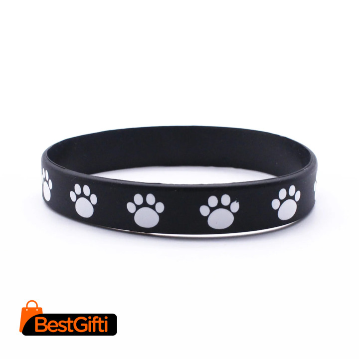 Minimalist Cat Claw Silicone Bracelet Black White Cartoon Dog Paw Bracelet Wristband Pet Lovers Christmas Gift for Friends