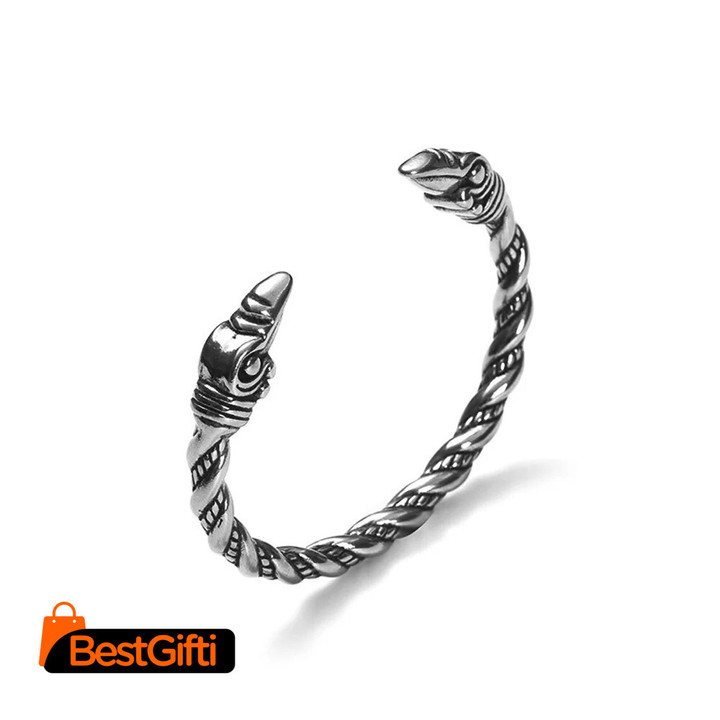 Vintage Nordic Viking Raven Bracelet Men Fashion Opening Adjustable Wristband Cuff Odin Crow Viking Bracelet Jewelry Gift