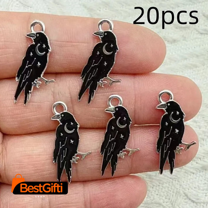 20pcs Gothic Style Moon Skull Crow Enamel Charms for DIY Jewelry Making Earring Necklace Bracelet Keychain Pendants Accessories