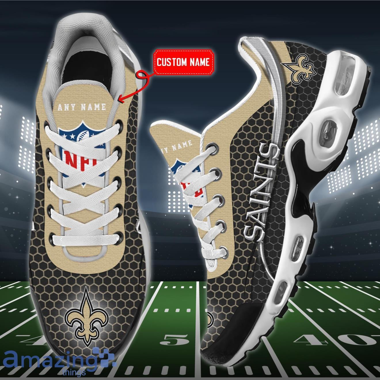 Saints Rugby Pattern Personalized New Orleans Saints NFL Team Logo Hexagon Pattern Team ...