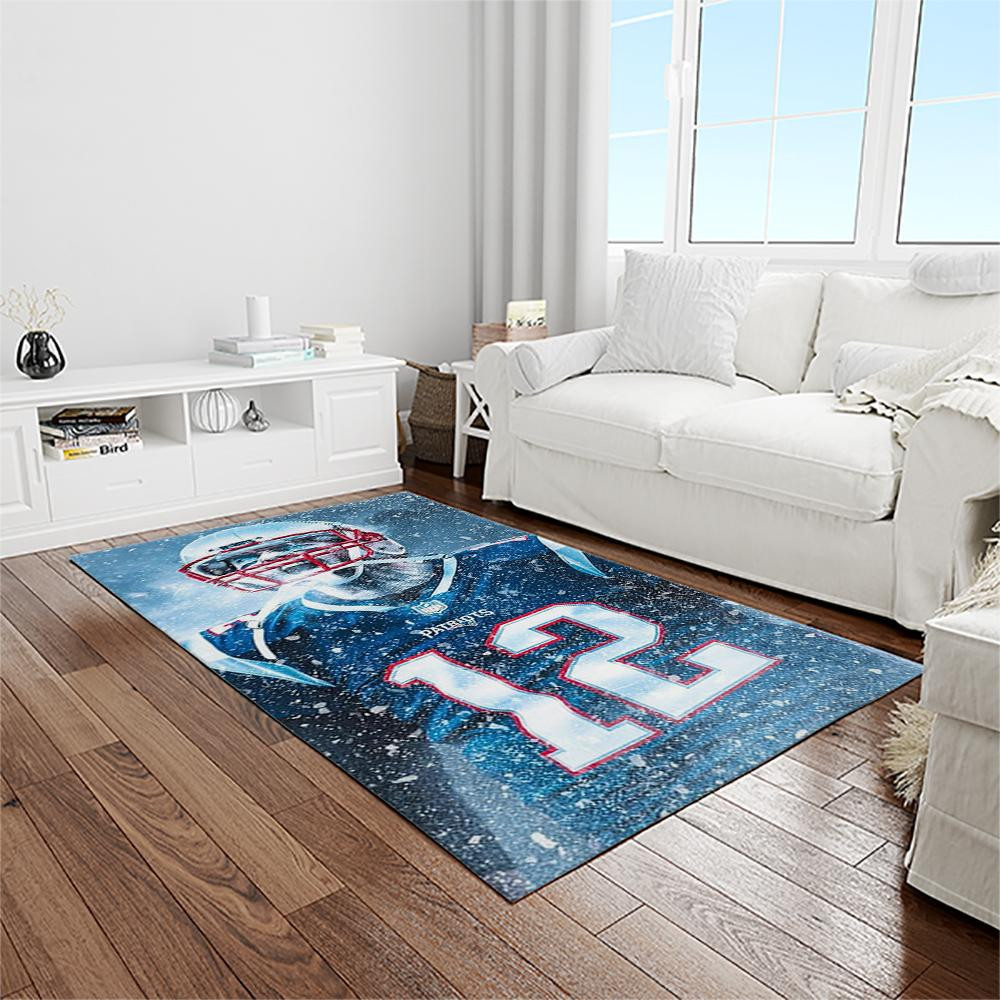 Prepppy Patriots Rug NFL New England Patriots Football Team Logo Rectangle Area Rug NEP09 ...