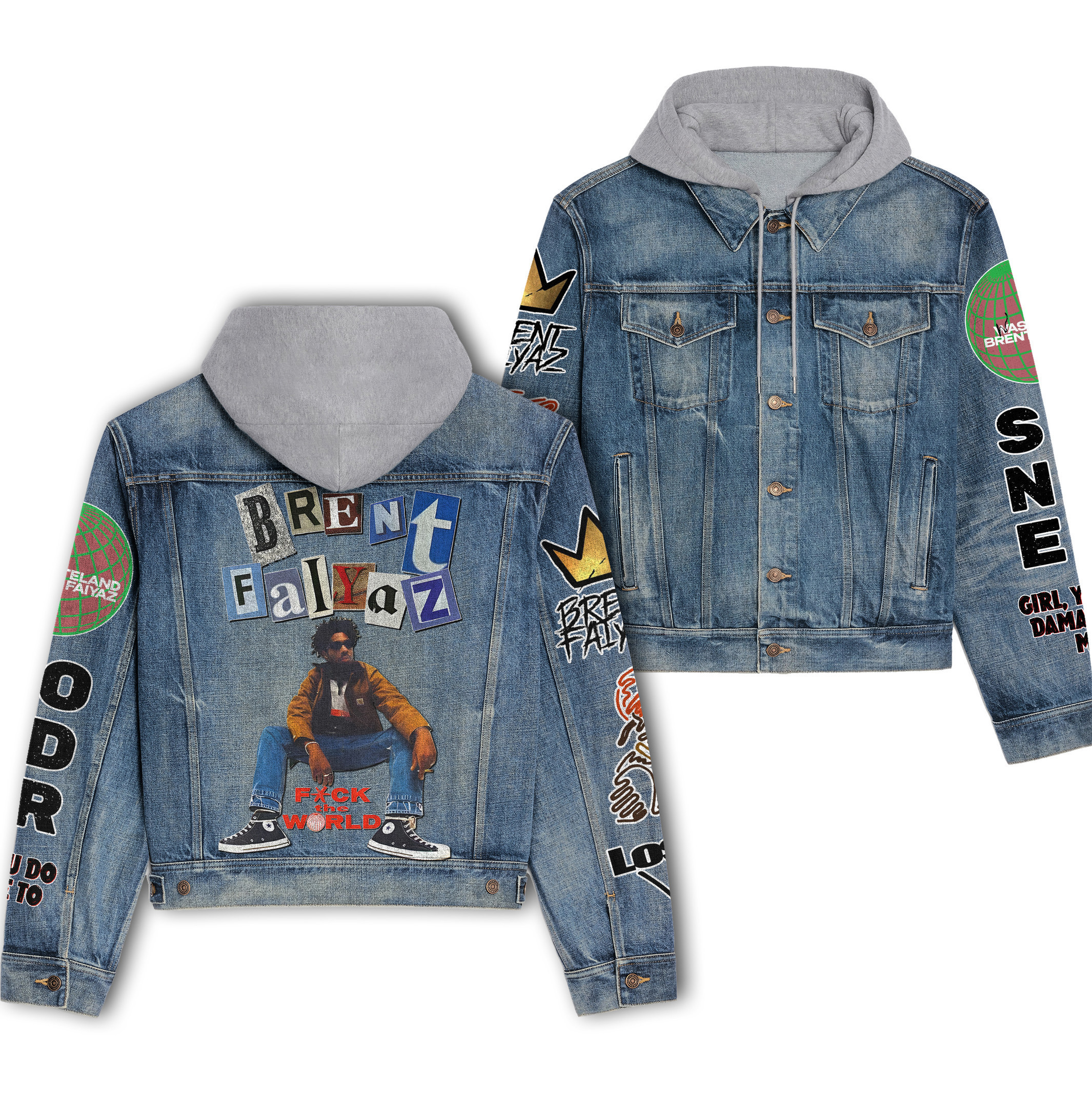 Brfl Hooded Denim Jacket Dt - Sheerlie