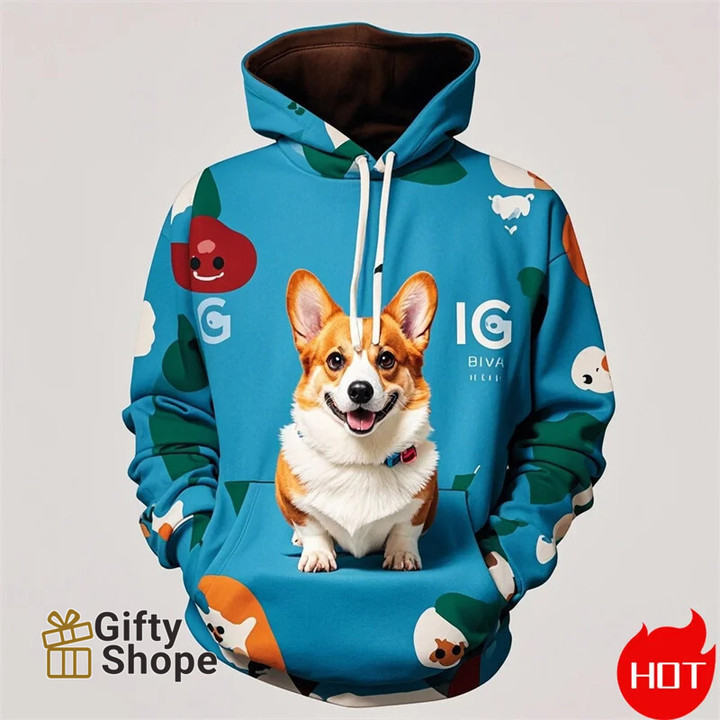 Autumn Harajuku 3D Printing Pembroke Welsh Corgi Hoodies For Men