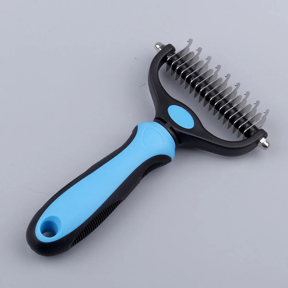 Pet Grooming Tool – 2 Sided Undercoat Rake For Cats Dogs Brush – Safe Dematting Comb For Easy Mats Tangles Removing