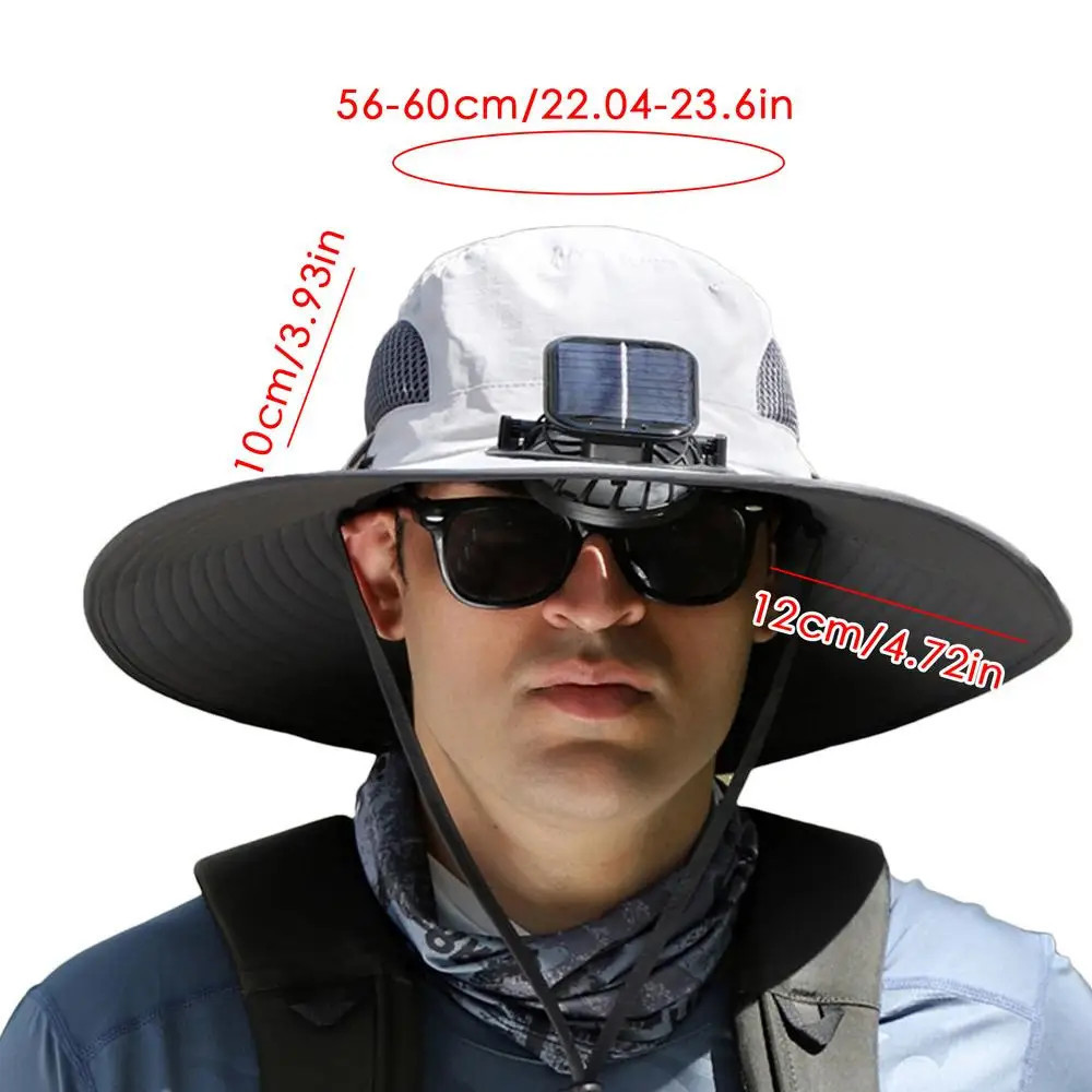 Wide Brim Solar Fan Outdoor Fishing Hat-solar & Usb Charging