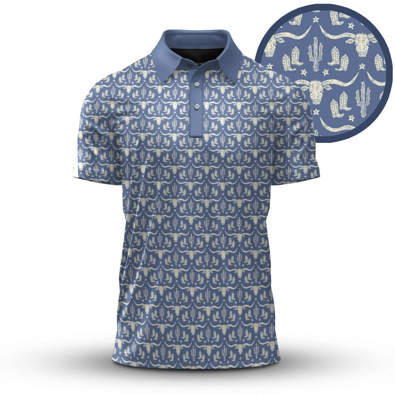 Texas Blue Pattern Men Polo Shirt - Seem Sporty
