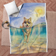 Wolf Premium Watercolor Fleece Blanket