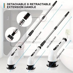 Rechargeable Electric Spin Scrubber with Extension Handle – Multi-Head Cleaning Brush