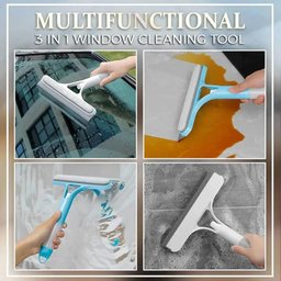 3-in-1 Spray Window Cleaner – Scrubber & Rubber Squeegee for Glass