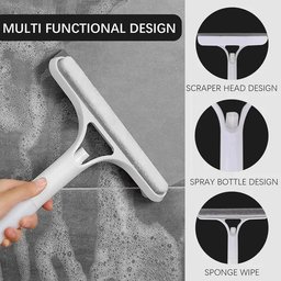 3-in-1 Spray Window Cleaner – Scrubber & Rubber Squeegee for Glass