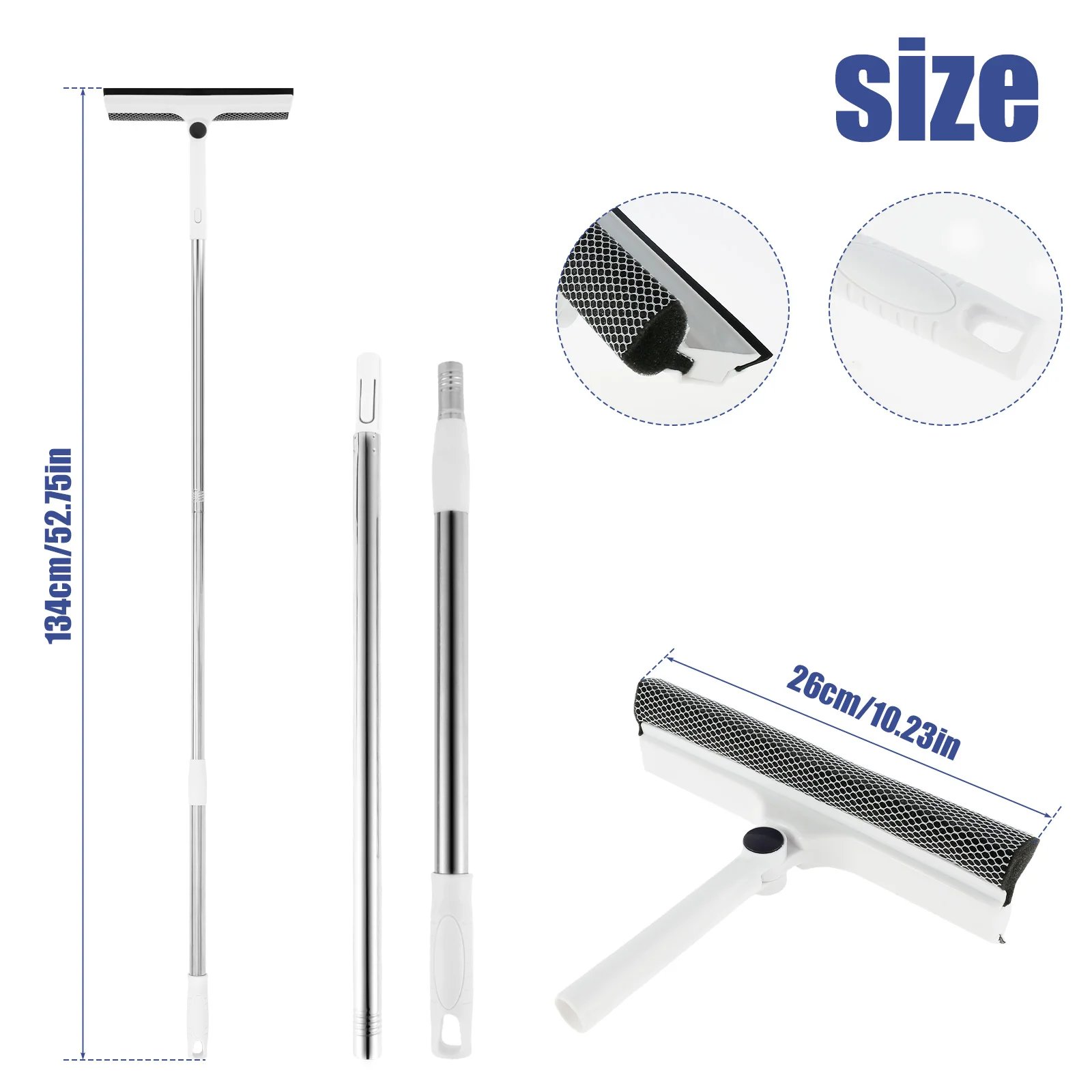 Extendable Window Cleaner with 180° Rotating Head – Long Handle Squeegee & Mop