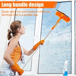 Extendable Window Cleaner with 180° Rotating Head – Long Handle Squeegee & Mop