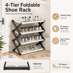 Foldable Shoe Rack – Space-Saving 4-Tier & 5-Tier Shoe Organizer