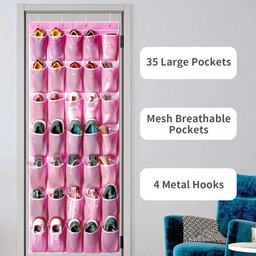 35-Pocket Over-the-Door Shoe Organizer – Space-Saving Hanging Shoe Rack