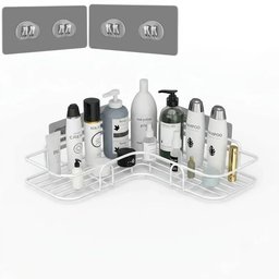 Wall-Mounted Corner Shower Shelf – Single-Tier Metal Bathroom Organizer