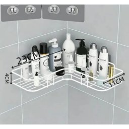 Wall-Mounted Corner Shower Shelf – Single-Tier Metal Bathroom Organizer