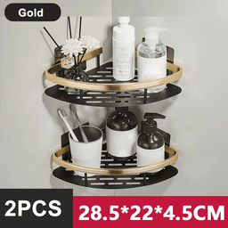 30cm No-Drill Bathroom Shower Shelf with Towel Bar & Hooks