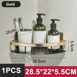 30cm No-Drill Bathroom Shower Shelf with Towel Bar & Hooks