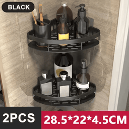 30cm No-Drill Bathroom Shower Shelf with Towel Bar & Hooks