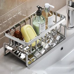 Kitchen Sink Organizer with Sponge Holder, Soap Caddy & Removable Towel Bar