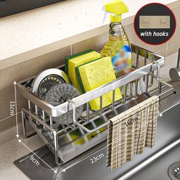 Kitchen Sink Organizer with Sponge Holder, Soap Caddy & Removable Towel Bar