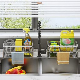 Kitchen Sink Organizer with Sponge Holder, Soap Caddy & Removable Towel Bar