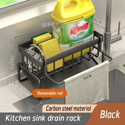 Kitchen Sink Organizer with Sponge Holder, Soap Caddy & Removable Towel Bar