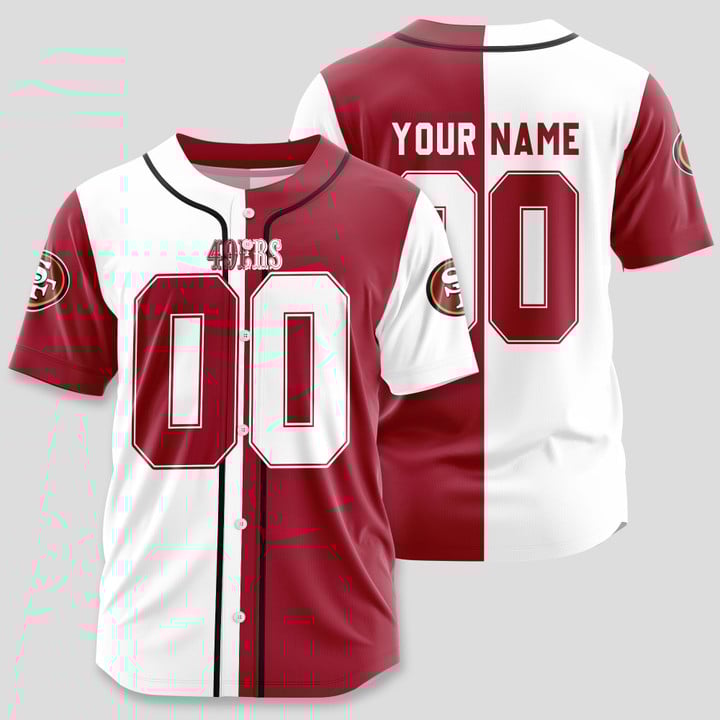 San Francisco 49ers 6 (Custom Name & Number) NFL Baseball Jersey