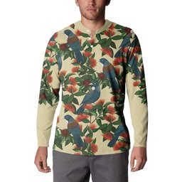 New Zealand Christmas Button Sweatshirt Romantic Tui Birds on Pohutukawa - Ivory