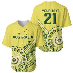 Custom Cricket Aussie Pride Baseball Jersey Aboriginal Dot Art Cricket