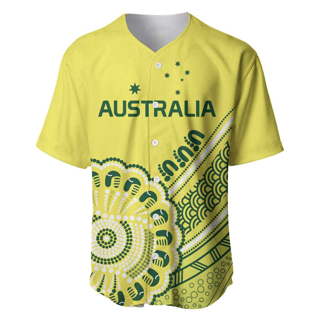 Custom Cricket Aussie Pride Baseball Jersey Aboriginal Dot Art Cricket
