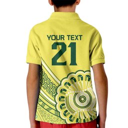 Custom Cricket Aussie Pride Kid Polo Shirt Aboriginal Dot Art Cricket