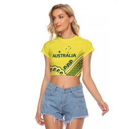 Custom Cricket Aussie Pride Raglan Cropped T Shirt Aboriginal Dot Art Cricket