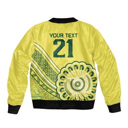 Custom Cricket Aussie Pride Sleeve Zip Bomber Jacket Aboriginal Dot Art Cricket