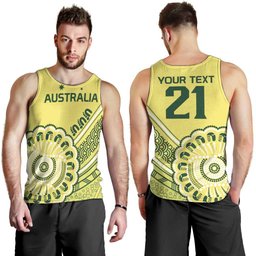 Custom Cricket Aussie Pride Men Tank Top Aboriginal Dot Art Cricket