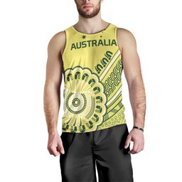 Custom Cricket Aussie Pride Men Tank Top Aboriginal Dot Art Cricket