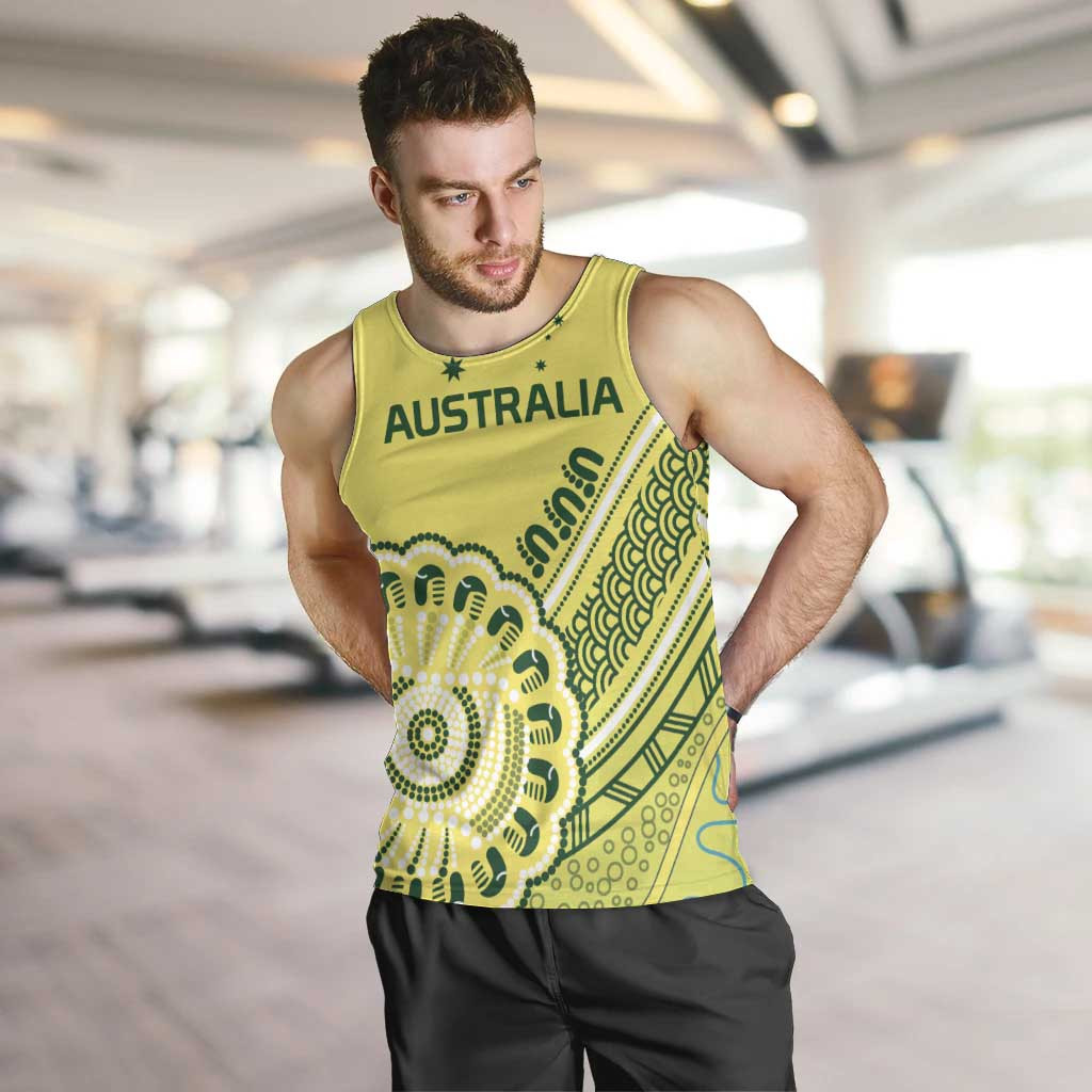 Custom Cricket Aussie Pride Men Tank Top Aboriginal Dot Art Cricket