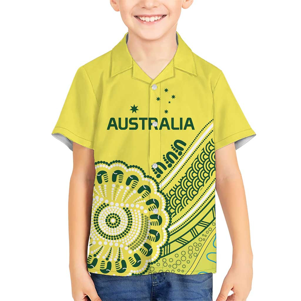 Custom Cricket Aussie Pride Kid Hawaiian Shirt Aboriginal Dot Art Cricket