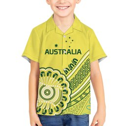 Custom Cricket Aussie Pride Kid Hawaiian Shirt Aboriginal Dot Art Cricket