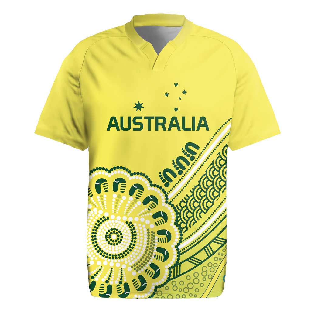 Custom Cricket Aussie Pride Rugby Jersey Aboriginal Dot Art Cricket
