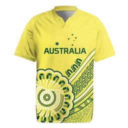 Custom Cricket Aussie Pride Rugby Jersey Aboriginal Dot Art Cricket
