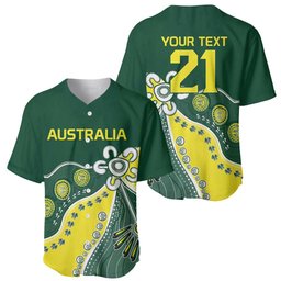 Custom Cricket Aussie Pride Baseball Jersey Indigenous Inspired