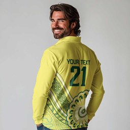 Custom Cricket Aussie Pride Long Sleeve Polo Shirt Aboriginal Dot Art Cricket